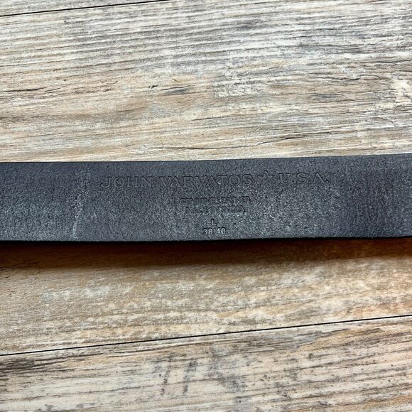 John varvatos belt - Gem John Varvotos Belt Black Large 38/40 Silver Buckle Leather Genuine